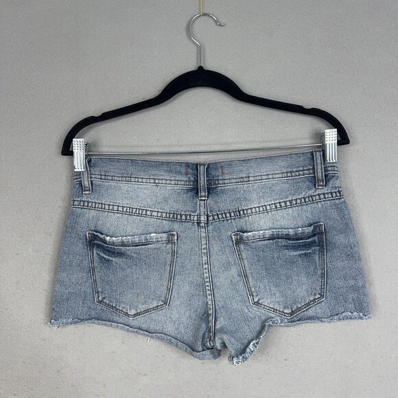 Free People Shorts Womens 26 Distressed Frayed Hem Low Rise Denim Button Fly - Picture 7 of 14